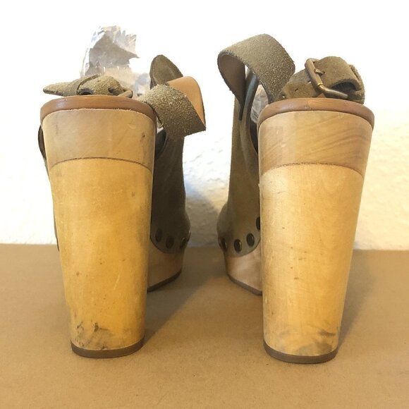 DOLCE VITA Sadey Heels Women’s Size 8.5 US Green/Tan Peep Toe Shoes Slingback - Picture 5 of 13